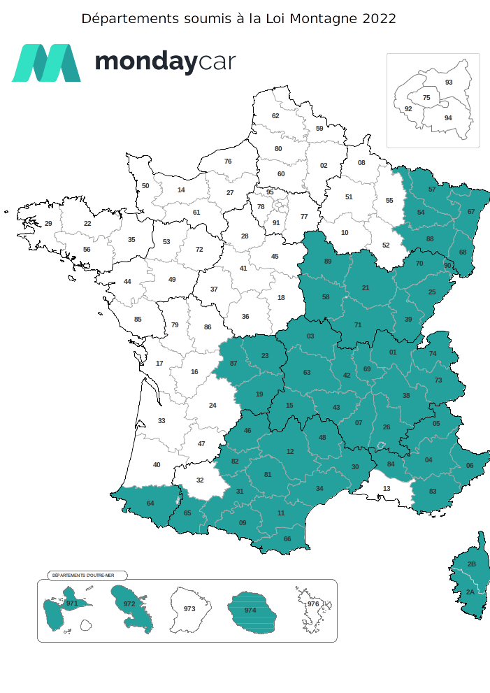 Carte départements Loi Montagne